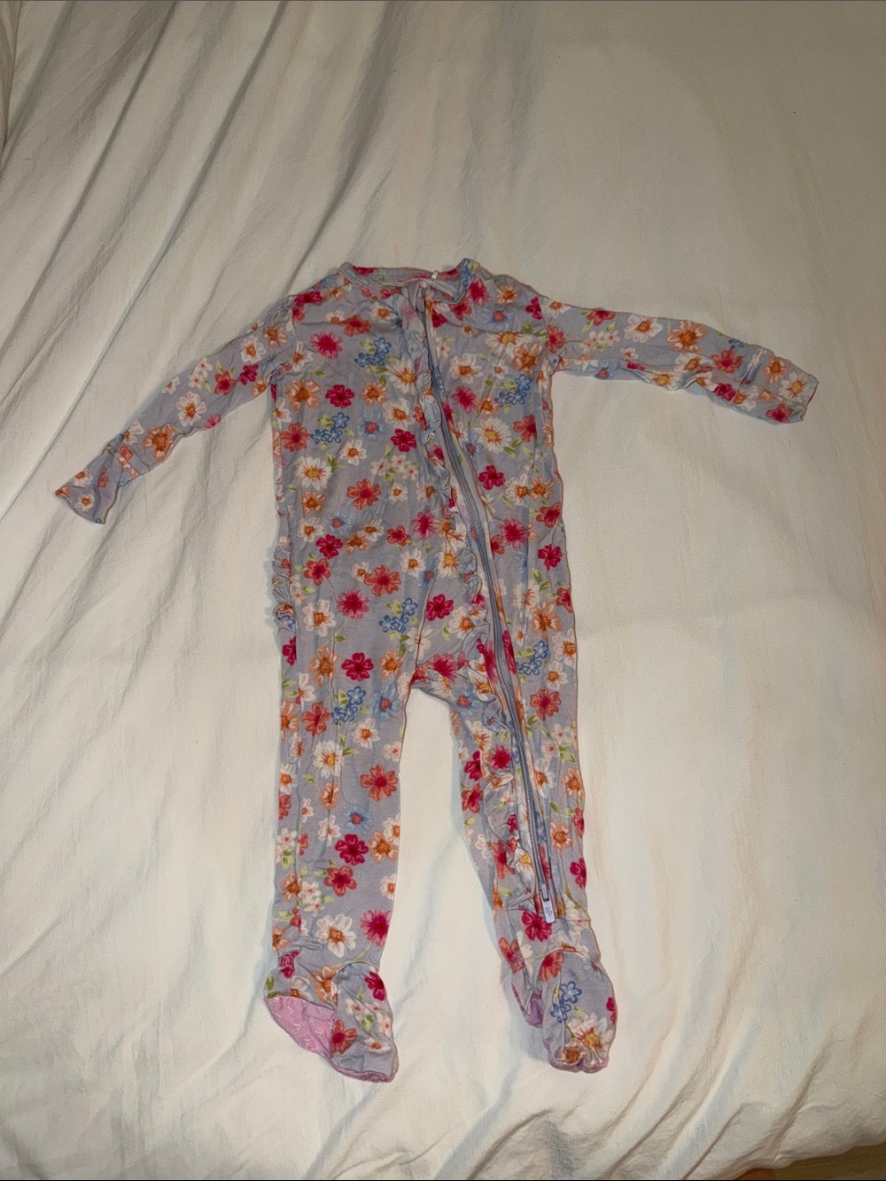 Posh Peanut Floral Lavender Girls' Footed One-Piece Pajamas